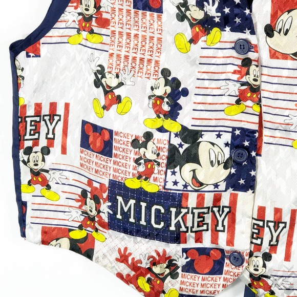Mickey Unlimited OS Tuxedo Vest Vintage Disney Mouse All Over Print Buttons 179 - Picture 4 of 7
